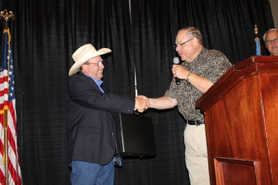 Warren Bessman Memorial Brief Case presented to 2016-2017 President Val Luckett by Wayne Bessman.