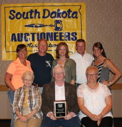 New inductee to the SDAA Hall of Fame Richard Penrod Gettysburg SD (Center) and wife Joy (Right) and Family 